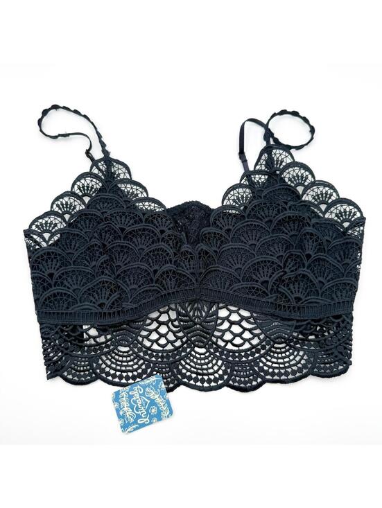 Free People Other - Free People Intimately Halter Lace Bralette Boho Core Black Womens Large NWT